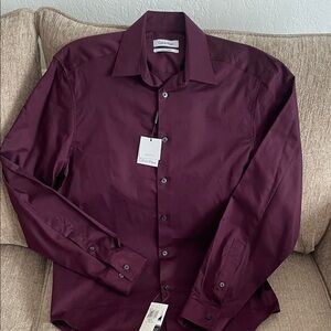 Calvin Klein Men's Deep Merlot Dress Shirt